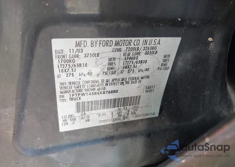 2004 Ford F-150 Fx4/Lariat/Xlt из США, поврежденный, VIN 1FTPW14584KB76880